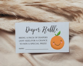 Druckbare kleine süße Baby-Dusche-Windel-Verlosung, sofortiger Download blaue Clementine-Vorlagenkarte, bearbeitbare Einlegekarte C08