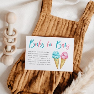 Demande de livre de fête imprimable Ice Cream Gender Reveal | Téléchargement instantané | Modèle de carte | Carte d'insertion modifiable | I04