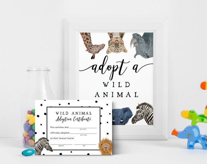 Adoption Center Sign & Certificate | Safari Adoption Party | Adopt a ...