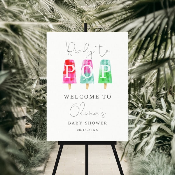 Popsicle Theme Baby Shower Welcome Sign | Instant Download | Editable Colorful Ice Pop Poster |Digital File 16X20, 18X24, 20X30 B15