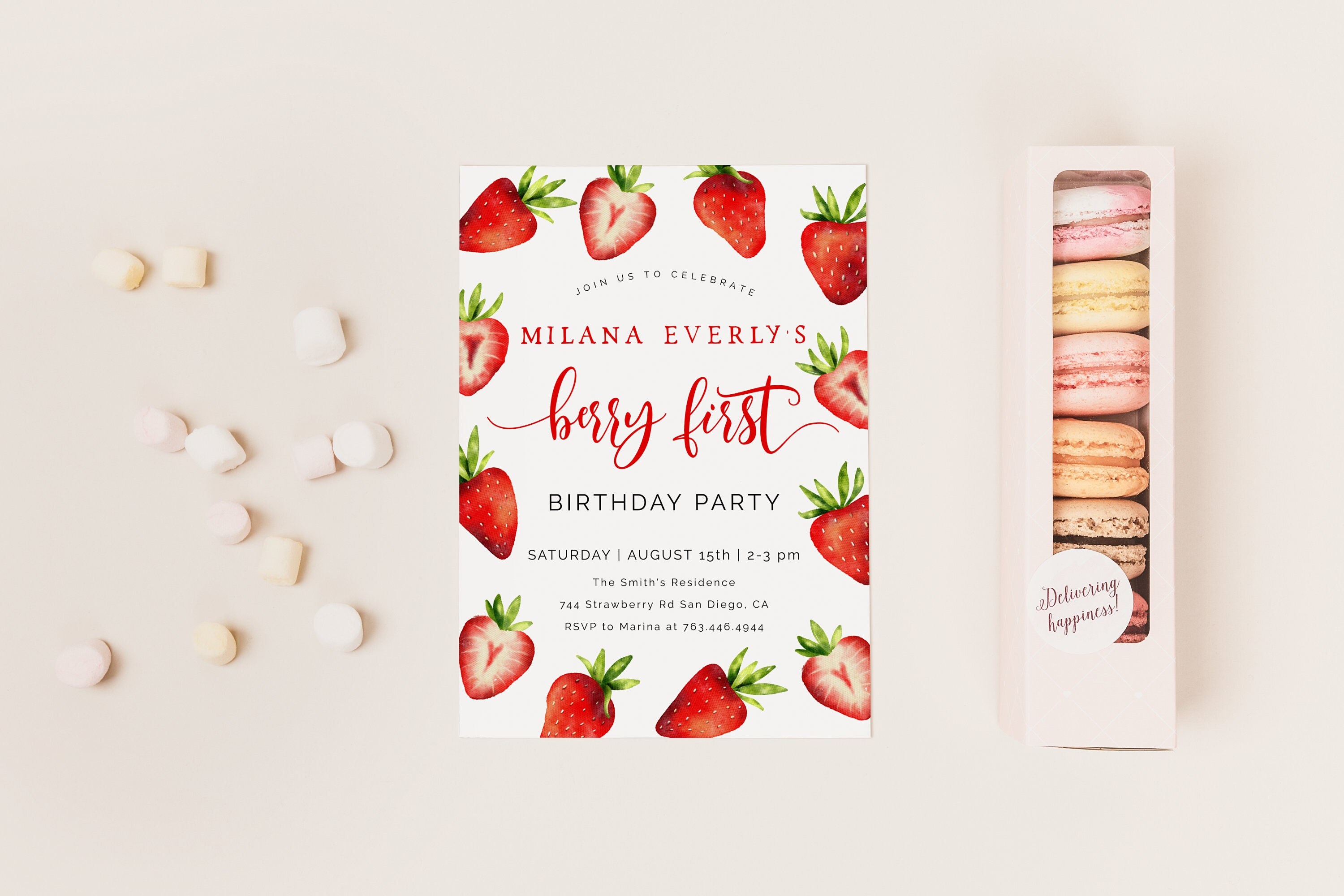 Strawberry 1st Birthday Invitation Berry First Birthday - Etsy