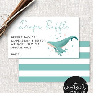 Printable Whale Baby Shower Diaper Raffle Ticket Instant | Etsy