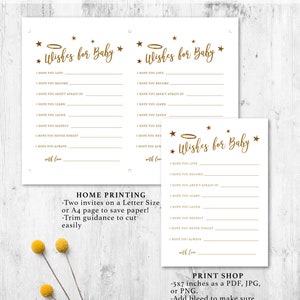 Instant Download Heaven Sent Theme Wishes for Baby | Baby Shower ...