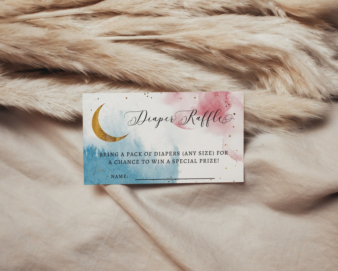 Moon Diaper Raffle Ticket Twins Baby Shower Over the Moon Baby Shower ...