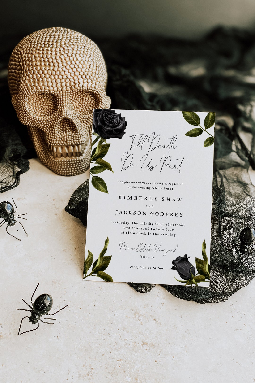 Halloween Gothic Wedding Invitation | Till Death Do Us Part Invite ...