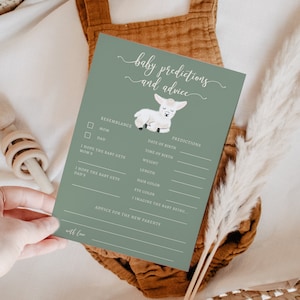 Kaart met voorspellingen en advies voor baby's | Genderneutraal | Bewerkbare sjabloon | Direct downloaden | Babyshowerspel L07