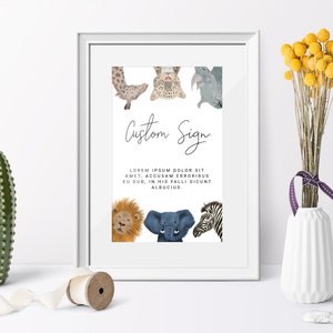Printable Safari Theme Baby Shower Custom Sign | Instant Download ...