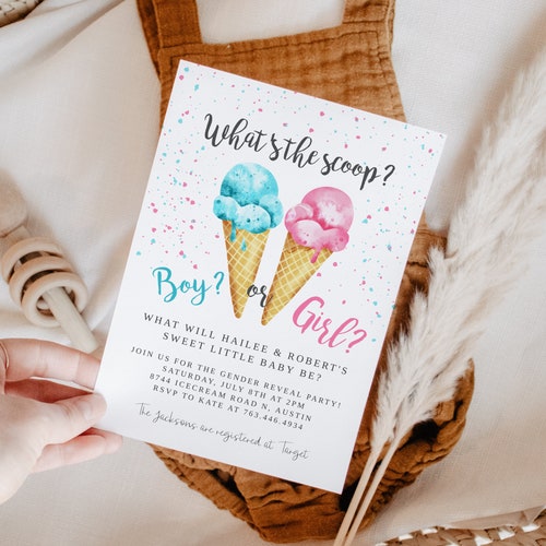 Editable What's the Scoop Ice Cream Gender Reveal Etsy