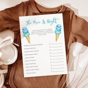 Blauw ijs De prijs is goed Spel | Direct downloaden | Zomer | Afdrukbaar | Sjabloonkaart | Babyshowerspel voor meisjes I02