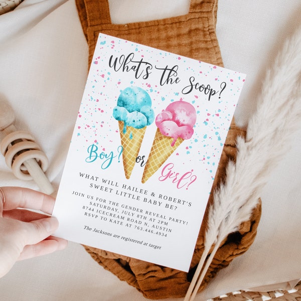 Whats The Scoop Gender Reveal Etsy