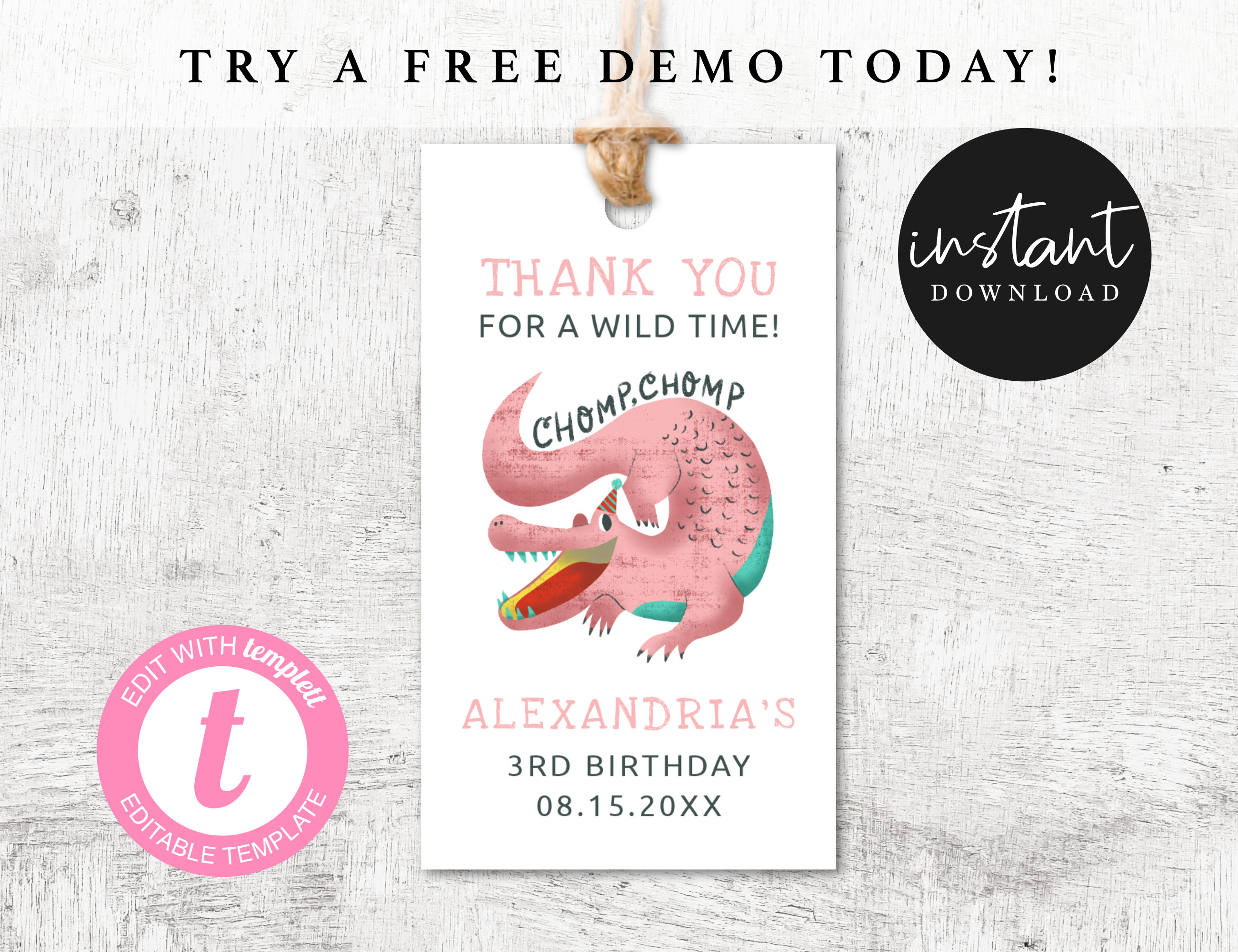 Printable Alligator Theme Birthday Party Favor Tag Instant | Etsy