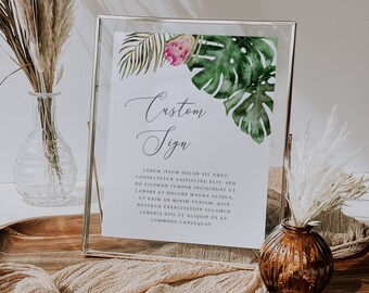 Letrero personalizado tropical / Despedida de soltera tropical / Despedida de soltera de verano / Plantilla editable / Letreros de 5 x 7 y 8 x 10 T02