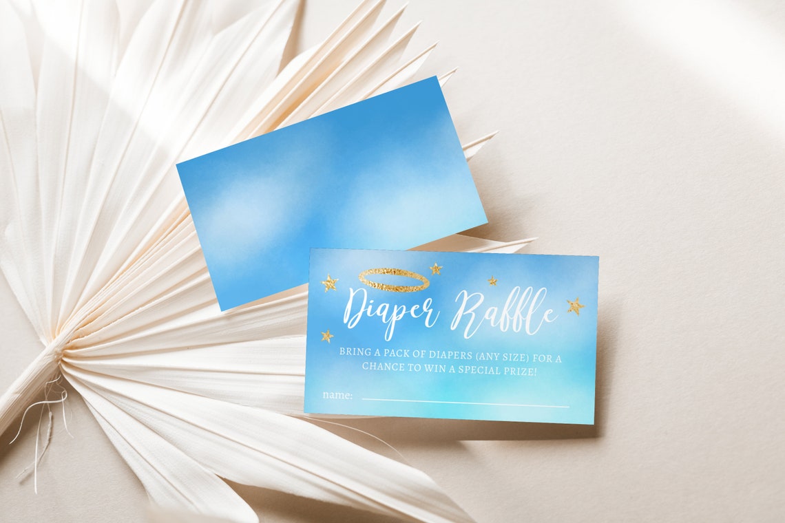 Printable Heaven Sent Theme Baby Shower Diaper Raffle Ticket - Etsy