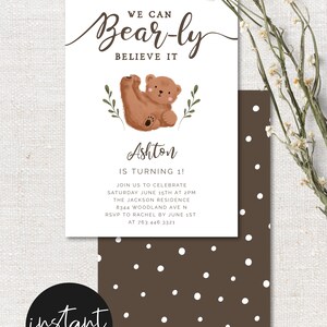 Printable Bear Theme Birthday Party Invitation | Instant Download ...