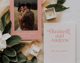 Zaproszenie na ślub w stylu retro | Zaproszenie na ślub w stylu boho | Szablon ślubny | Szablon edytowalny R05