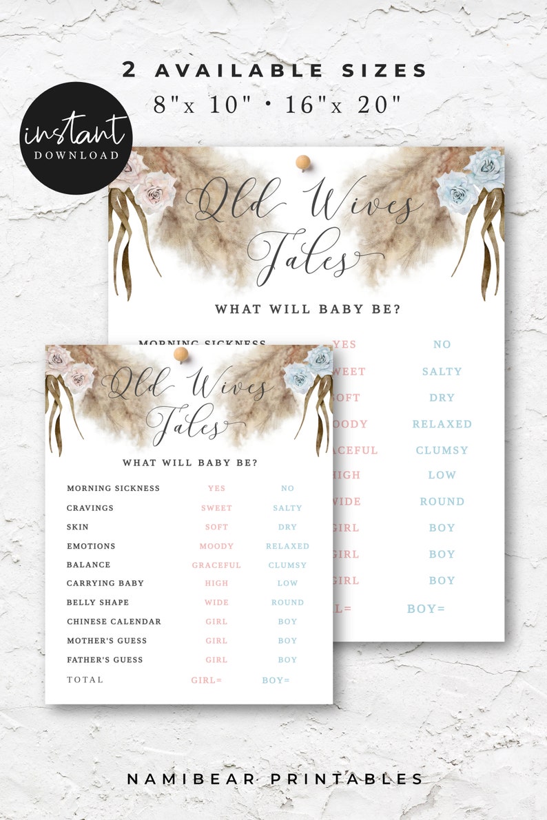 Printable Old Wives Tales Sign Gender Reveal Party Instant - Etsy