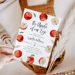 Apple of Our Eye Invitation | Apple Theme Baby Shower Invite | Instant Download | Editable Template
