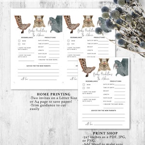 Printable Safari Theme Baby Shower Baby Predictions, Instant Download ...