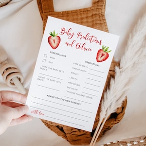 Kaart met voorspellingen en advies voor baby's | Babyshower voor meisjes | Bewerkbare sjabloon | Direct downloaden | Babyshowerspel S07