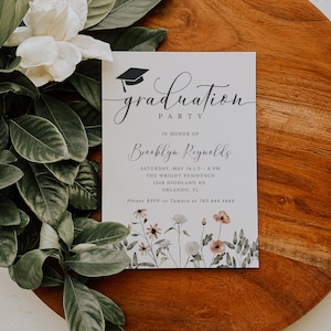 Graduation Party Invitation | Grad Party Invite | Boho Wildflower Invite | Editable Template | Instant Download