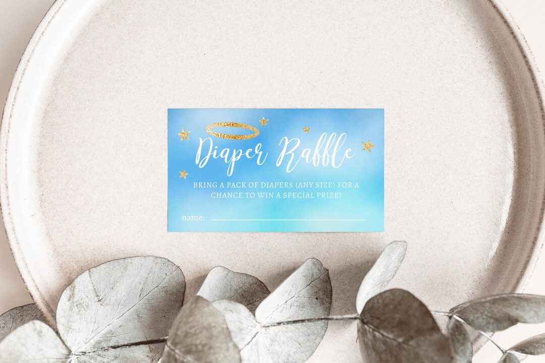 Printable Heaven Sent Theme Baby Shower Diaper Raffle Ticket, Instant ...
