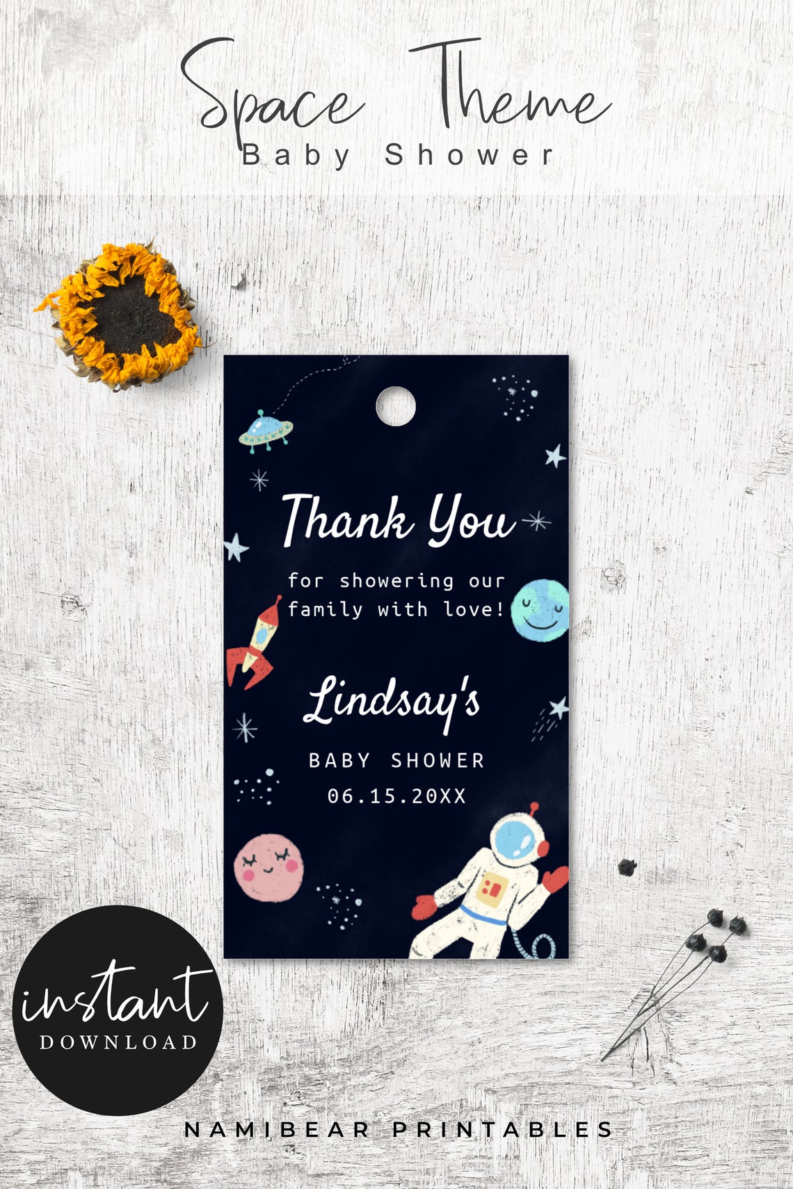 Printable Space Theme Baby Shower Favor Tag Instant Download - Etsy