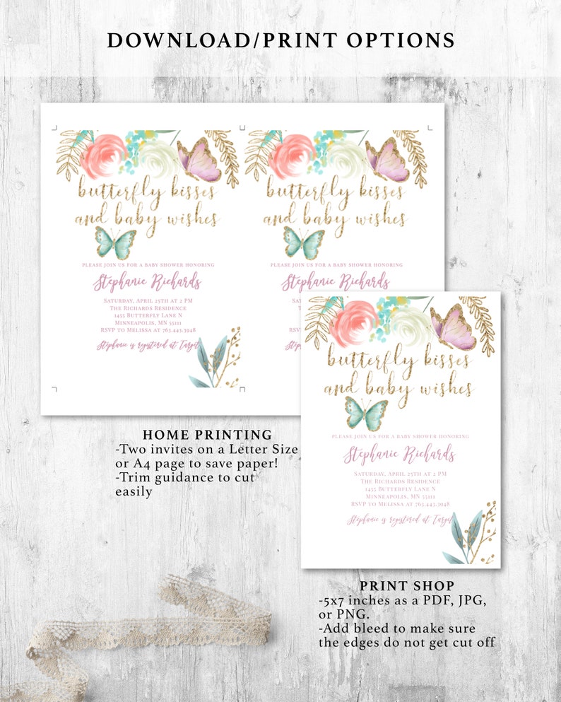 Butterfly Theme Baby Shower Invitation Butterfly Kisses and Etsy