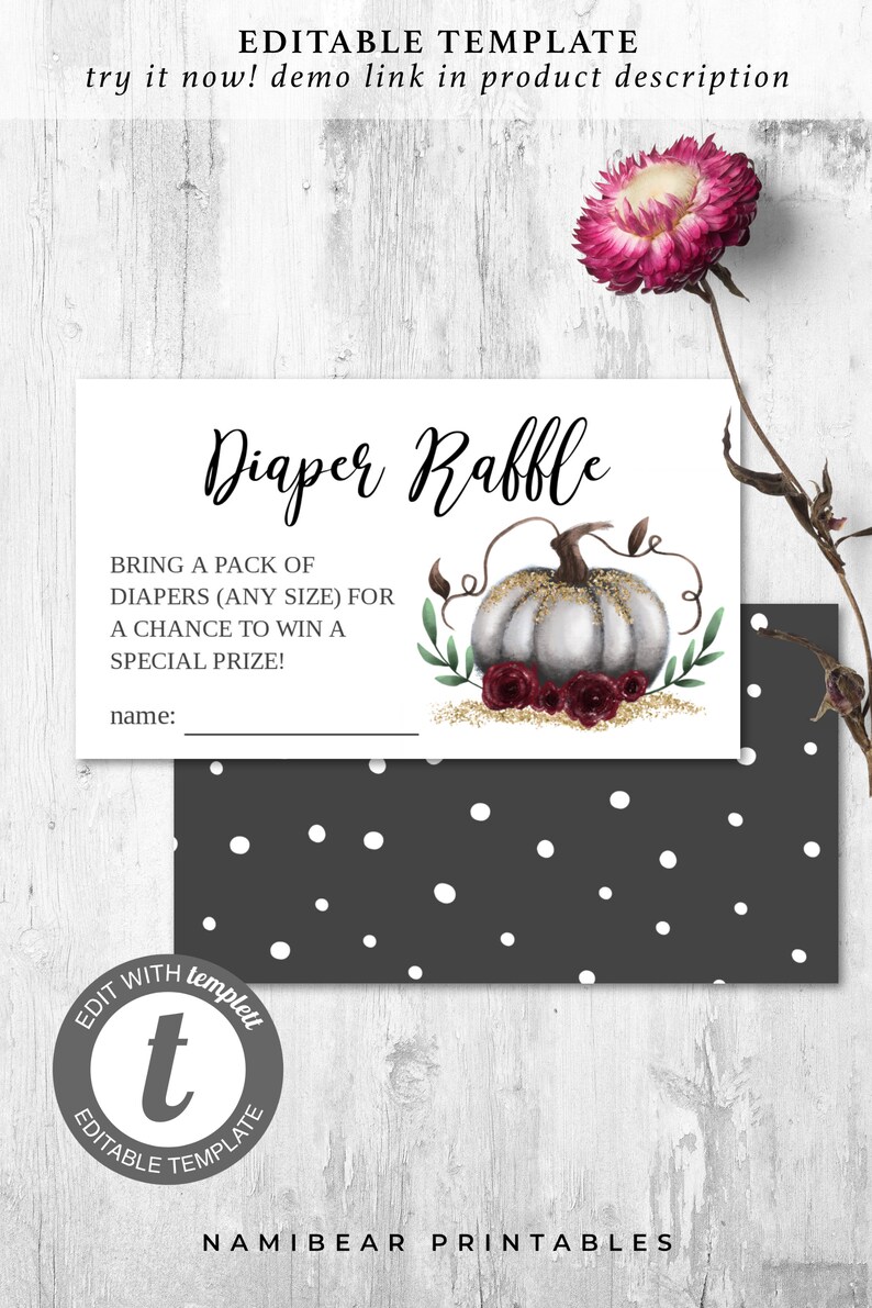 Printable Little Pumpkin Baby Shower Diaper Raffle Ticket | Etsy