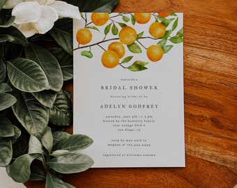 Citrus Bridal Shower Invitation | Summer Bridal Shower Invite | Orange Bridal Shower | Instant Download | Editable Template C06