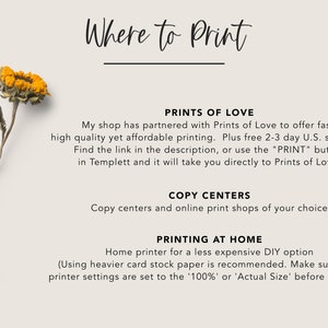 K&ouml;nnte beinhalten: Eine Grafik mit dem Text "Where to Print" und Informationen zu Druckoptionen, darunter Prints of Love, Kopierl&auml;den und Drucken zu Hause.