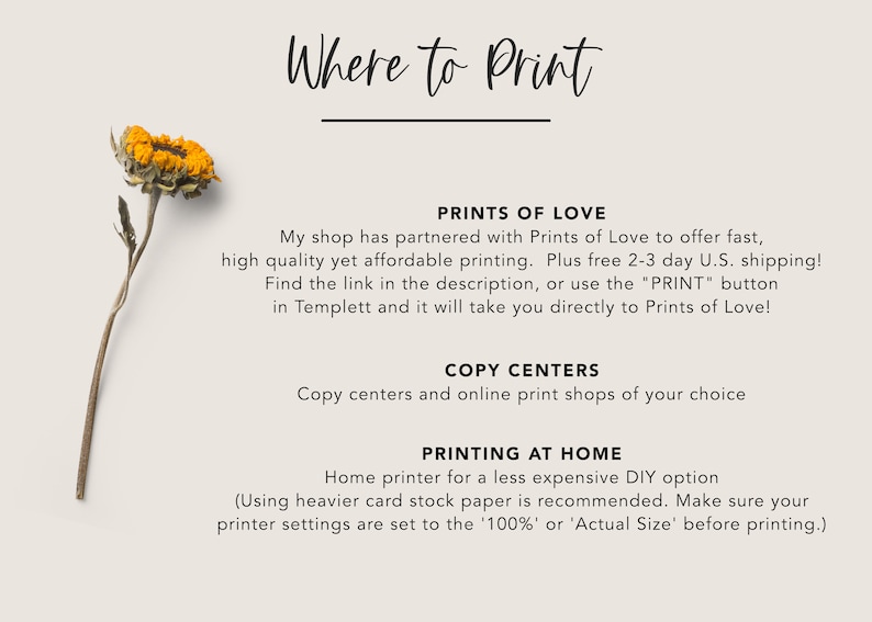 K&ouml;nnte beinhalten: Eine Grafik mit dem Text "Where to Print" und Informationen zu Druckoptionen, darunter Prints of Love, Kopierl&auml;den und Drucken zu Hause.