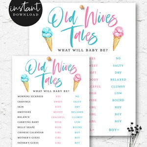 Printable Old Wives Tales Sign | Gender Reveal Party | Instant Download ...