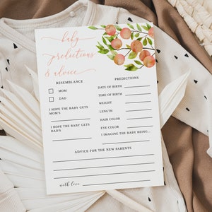 Carte de prédictions et de conseils pour bébé pêche | Jeu de Baby Shower Pêche | Imprimable | Baby shower d'été | Téléchargement instantané P11