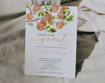 Peach Bridal Shower Invitation | Summer Bridal Shower Invite | Love is Sweet | Instant Download | Editable Template P10
