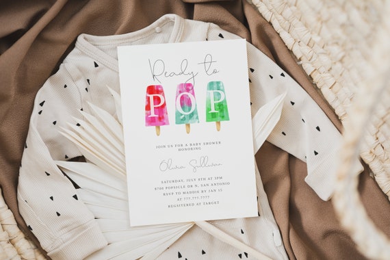Printable Popsicle Theme Baby Shower Invitation, Instant Download Template Card, Editable Ready to Pop Invite B15
