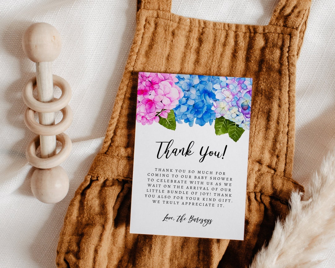 Hydrangea Thank You Card | Floral Baby Shower | Gender Neutral ...