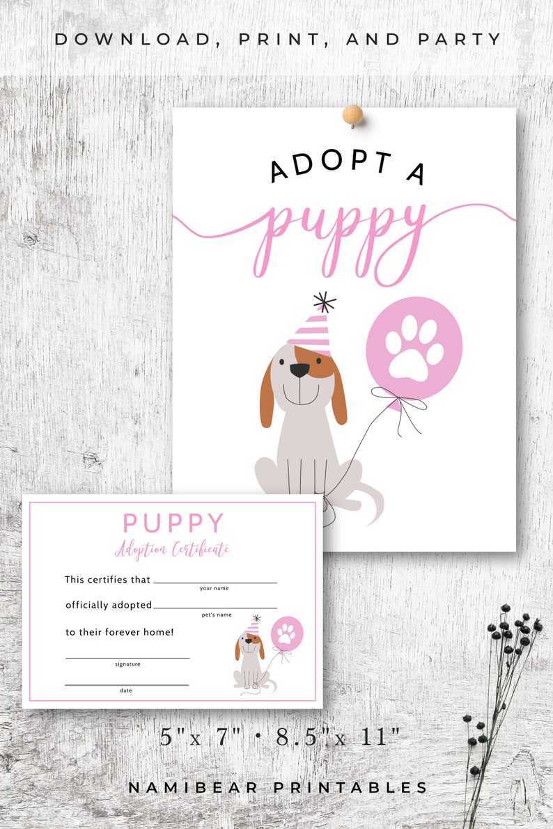 Adoption Center Sign & Certificate Puppy Adoption Party - Etsy