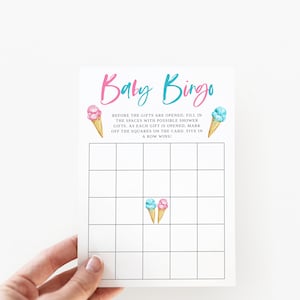 Ice Cream Gender Reveal Party Bingo Game | What's the Scoop | Boy or ...