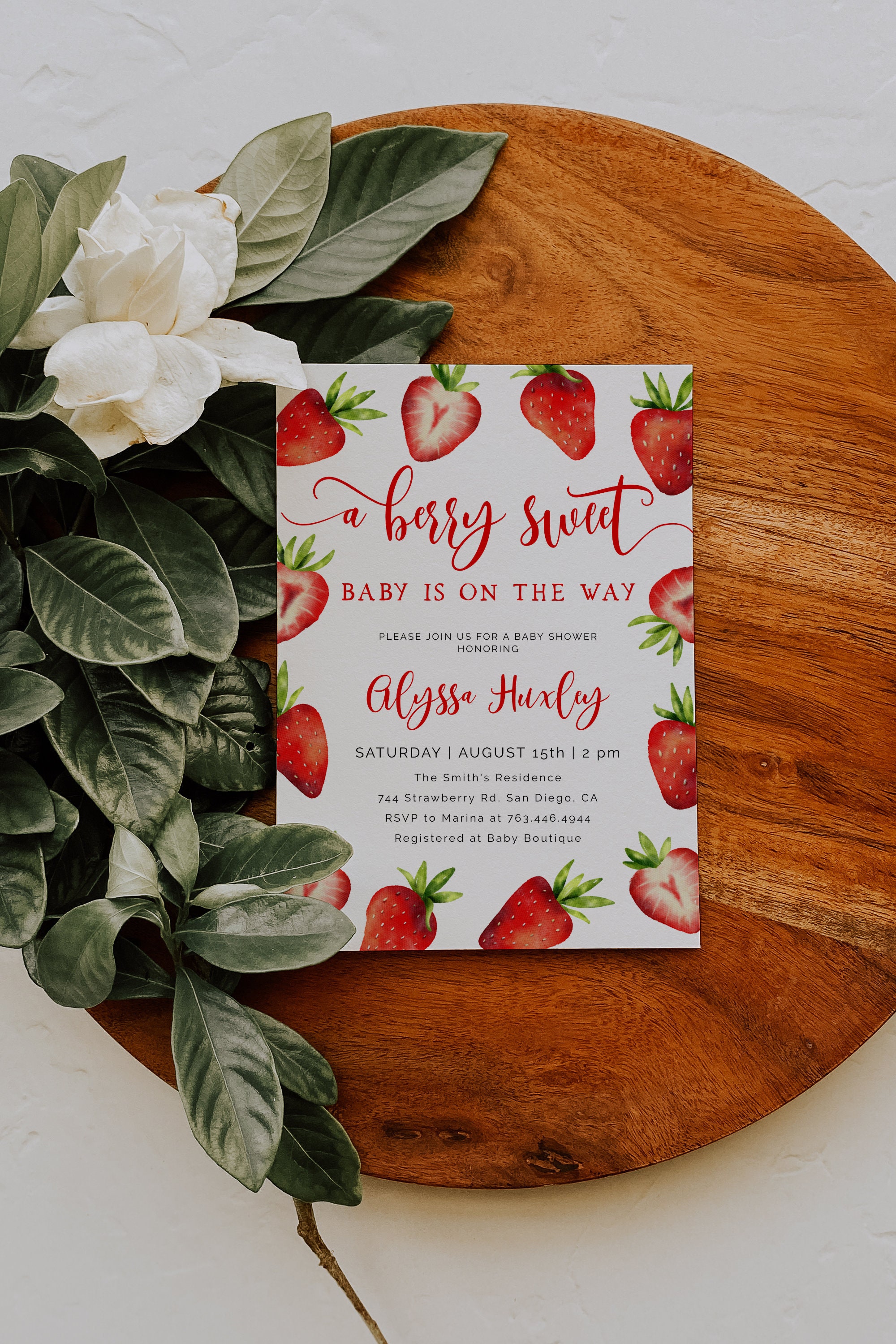 Editable Strawberry Baby Shower Invitation Berry Sweet Baby Shower Invite  Berry Sweet Baby Shower Invite Printable 236V1 1 -  Denmark