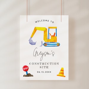 Construction Party Welcome Sign | Boy Birthday Party | Party Decor | Instant Download | Editable | Digital 16X20, 18X24, 20X30 C03