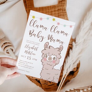 Llama Baby Shower Invitation | Editable Llama Llama Baby Mama Invite | Alpaca Fiesta | Instant Download | Templett | Printable