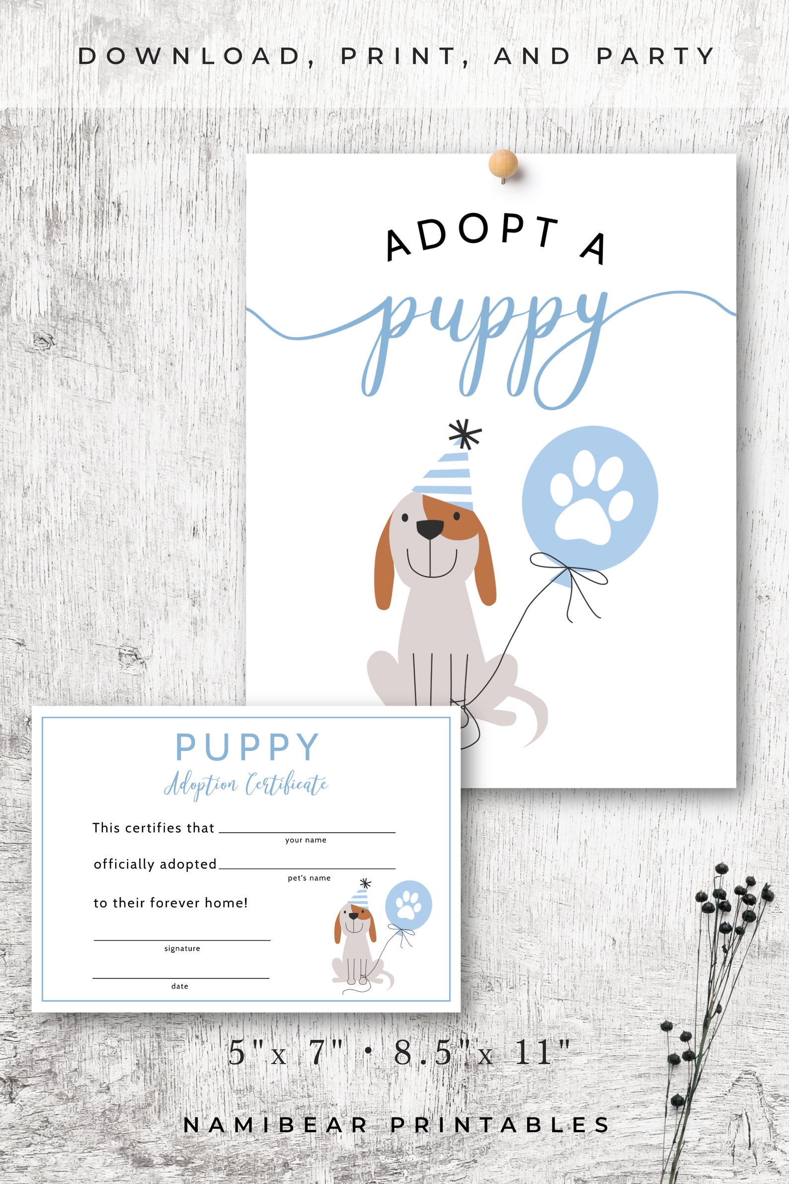 Adoption Center Sign & Certificate | Puppy Adoption Party | Adopt a Pet ...