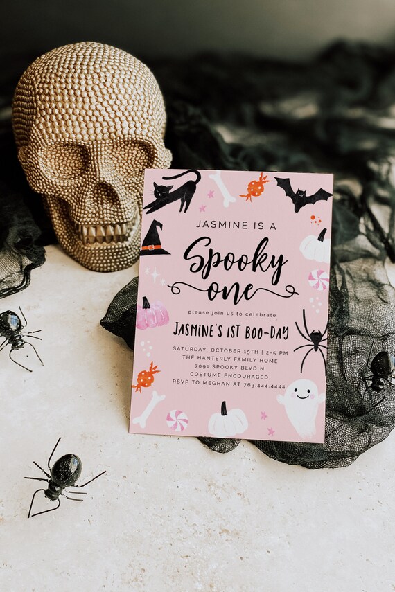 Halloween Birthday Invitation | Spooky One Invite | Halloween Party | Girl 1st Birthday | Editable Template H03