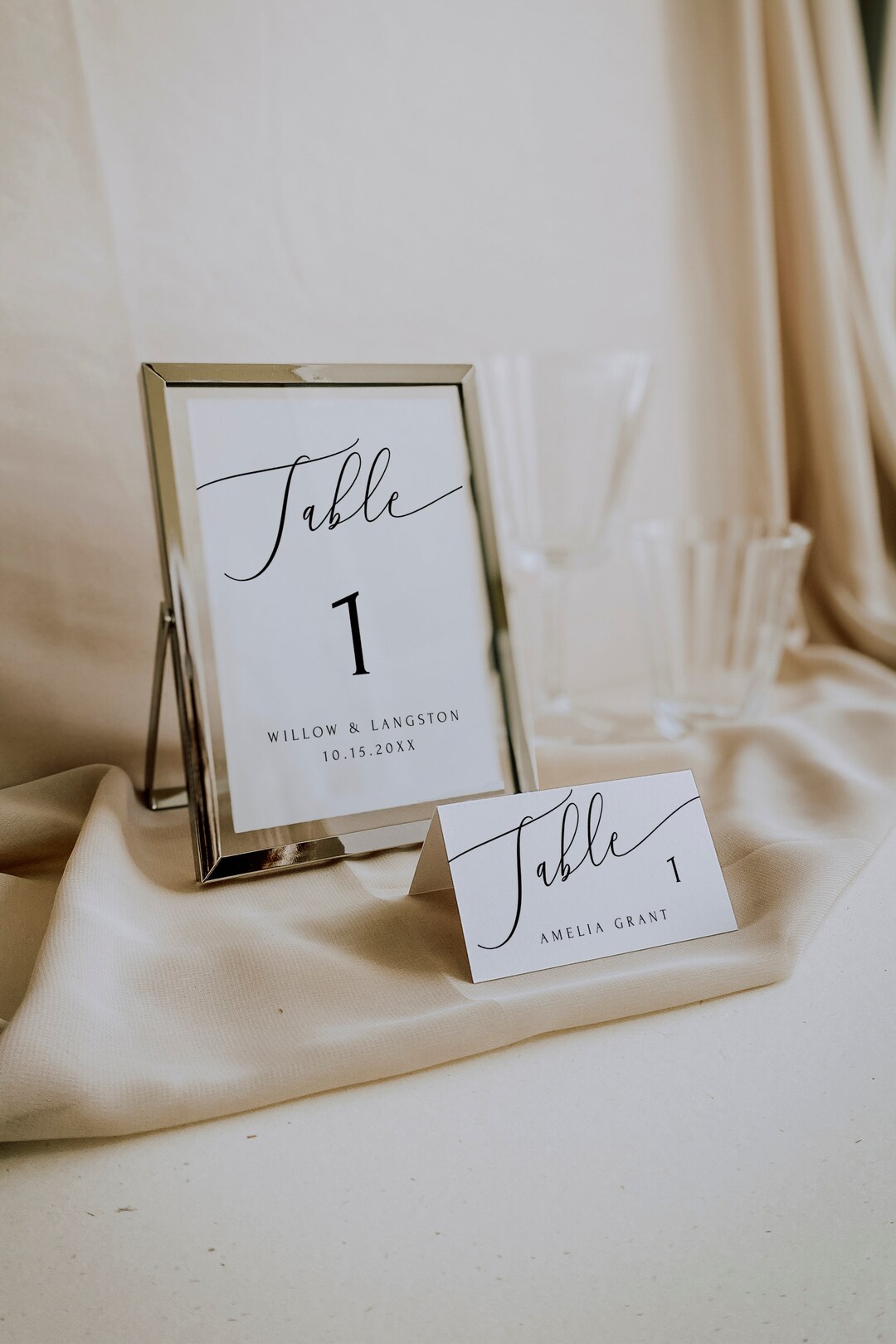 Minimalist Place Card & Table Number Template Minimal Wedding Escort