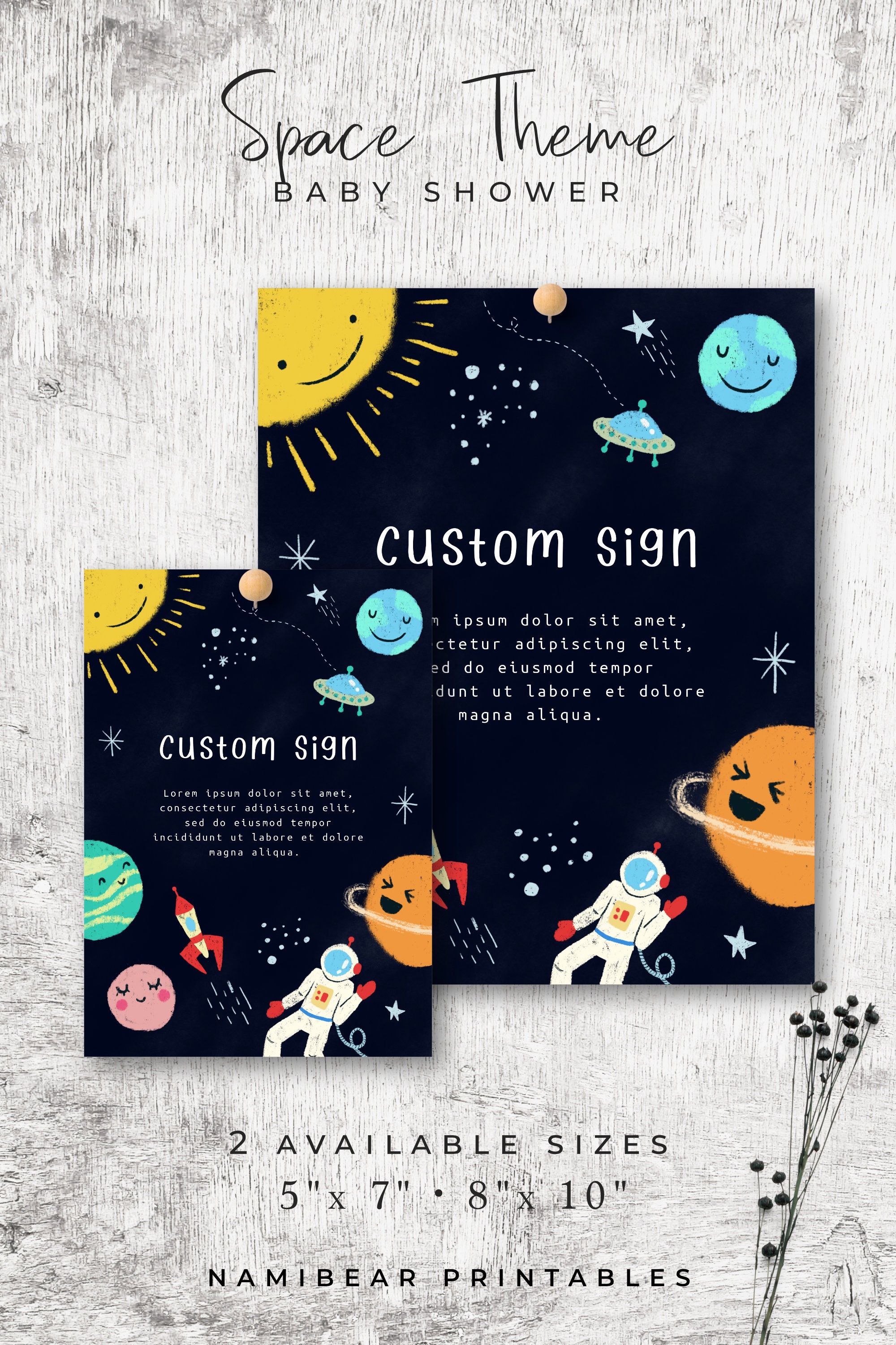 Printable Space Theme Baby Shower Custom Sign Instant | Etsy