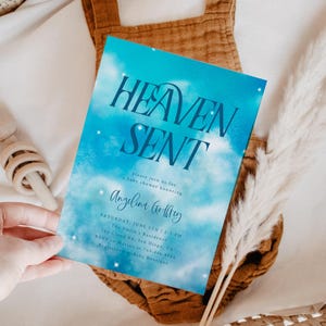 Heaven Sent Boy Baby Shower Invitation | Christian Baby Shower Invite | Printable | Editable Template | Instant Download