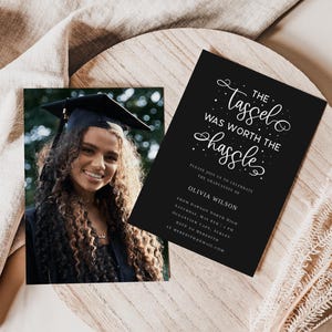 Graduation Party Invitation | The Tassel Was Worth The Hassle | Grad Party Photo Invite | Instant Download | Typography | Quote