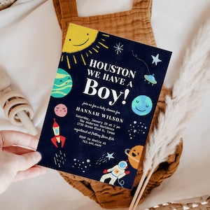 Space Baby Shower Invitation | Galaxy Baby Shower Invite | Boy Baby Shower | Outer Space Shower | Editable Template S04