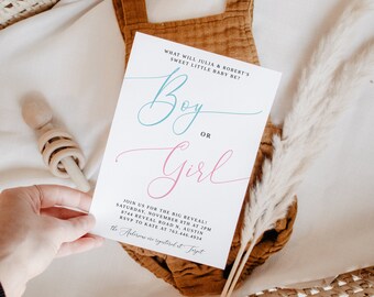 Gender Reveal Party Invitation | Boy or Girl Invite | Printable Invitation | Instant Download | Editable Template