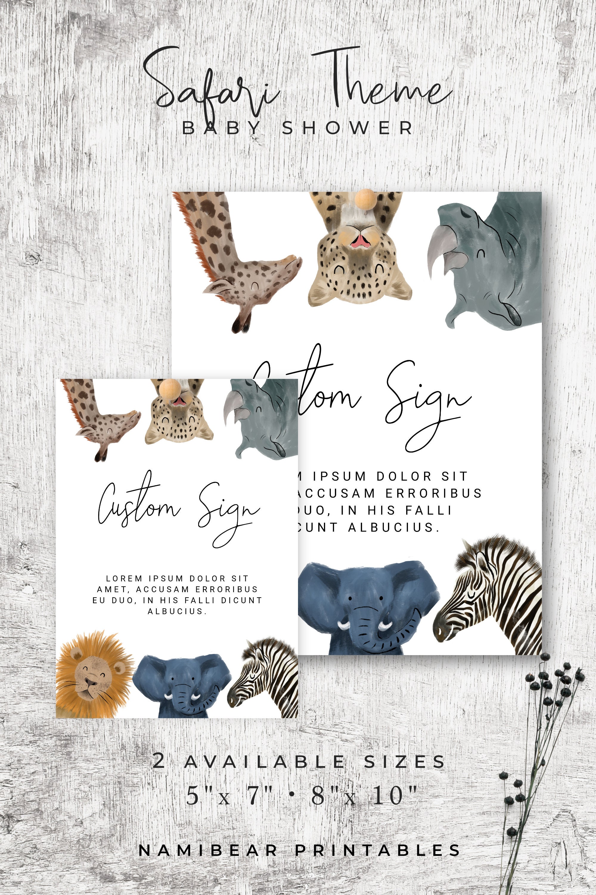 Printable Safari Theme Baby Shower Custom Sign Instant - Etsy